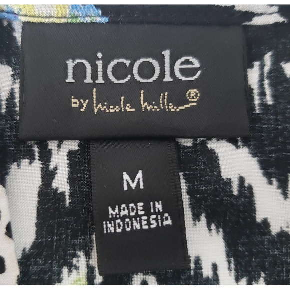 Nicole by Nicole Miller Miller Floral V-Neck Tunic/Top w/Roll Tab Sleeves~Medium - Picture 7 of 8